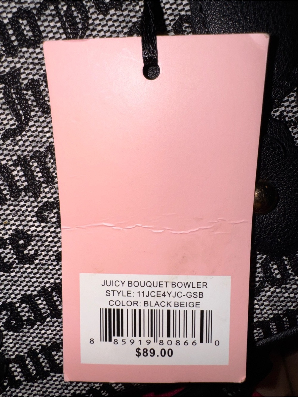Juicy Couture Black and Gray Floral Logo Dome Satchel - Picture 6 of 9